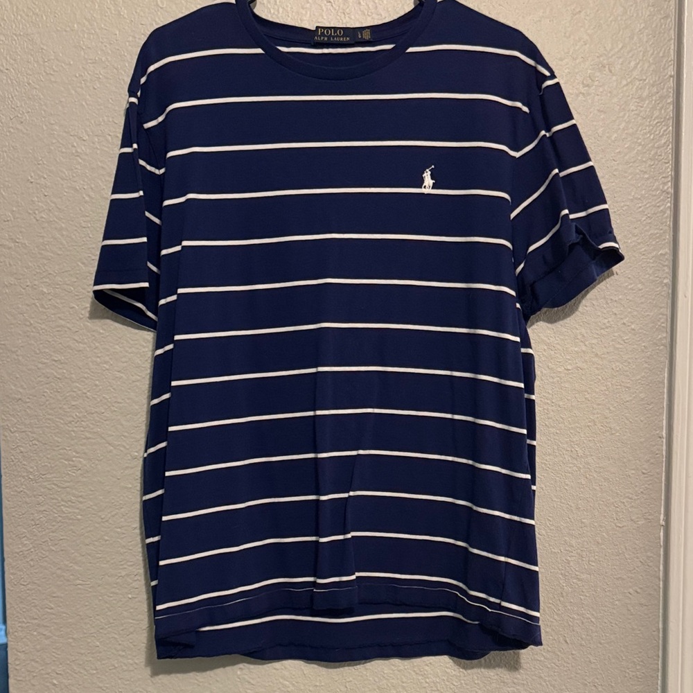 Polo by Ralph Lauren Blue and White Striped Tee